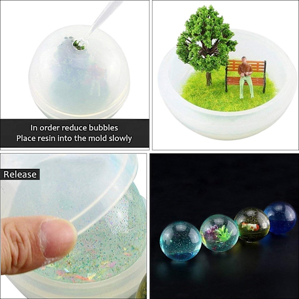 Flexibelt och hållbart heminredningsset om 5 inklusive 0,8\", 1,2\", 1,6\", 2\", 2,4\" transparent vit silikonform för DIY-hantverk och blomsterkonservering