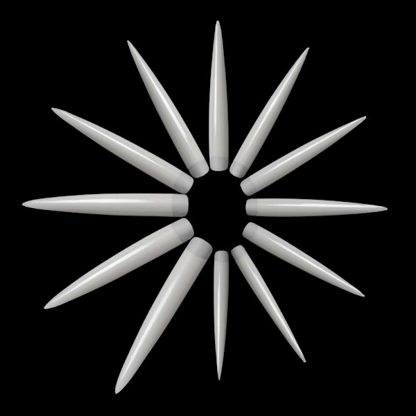 120 stk Stiletto Ekstra Lange Skarpe Kunstige Negletips Akryl Falske Negle for DIY Neglesalonger, 12 Størrelser