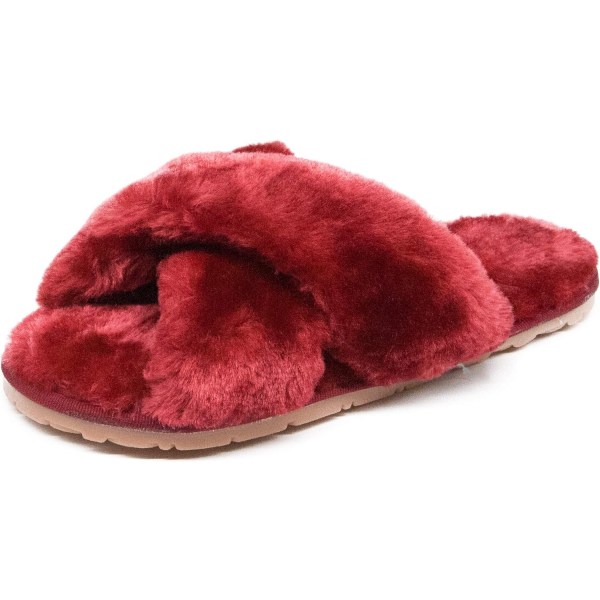 Damtofflor i fuskpäls, flip-flop, öppen tå, mysiga hemmatofflor med minnesskum, S