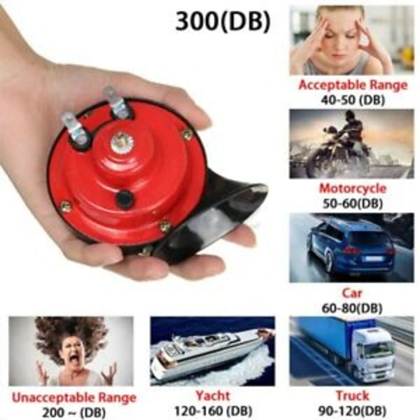 2x 300DB 12V Elektrisk Snegletrompet Lydhorn Høylydt Hornsett