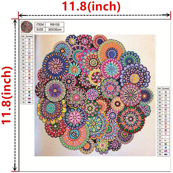 Diamantmaleri DIY 5D Spesial Formet Rhinestone, Mandala Blomst