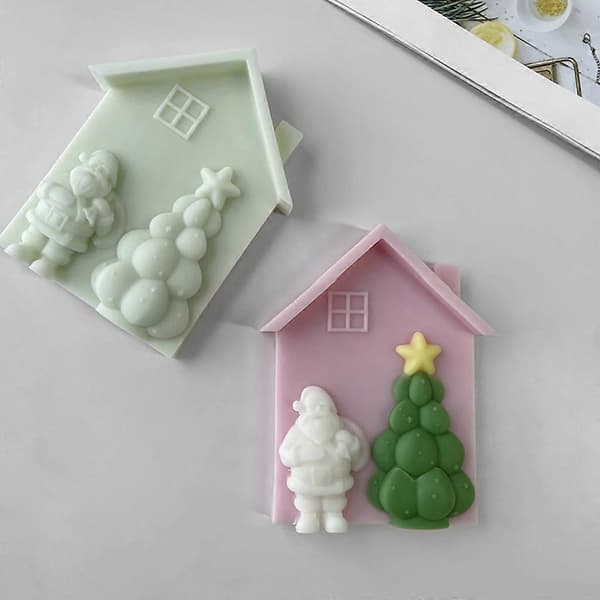 Exklusiv silikonform för pyssel, julhusformad DIY-ljusform, perfekt present för pysselentusiaster
