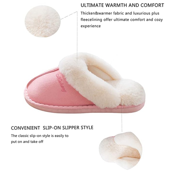 Dames Slippers Hukommelsesskum Fluffy Blød Varmt Slip On Hjemmesko