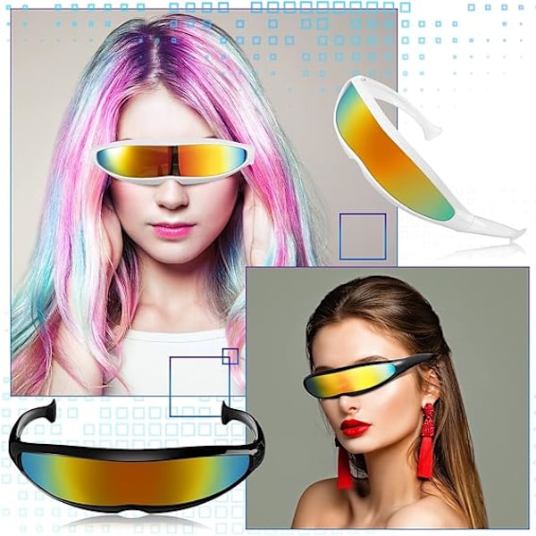 2 Par Future Warrior-glasögon, Alien Cyclops-solglasögon, Cool Fu