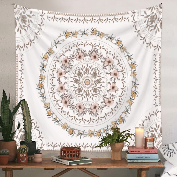 Mandala Vægtæppe Blomstermedaljon Vægtæppe Blomsterplante Skitse T