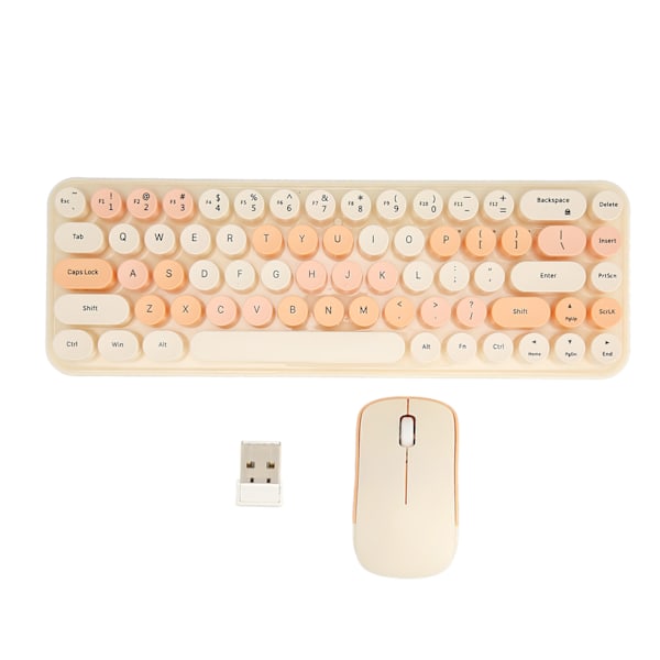 USB-tangentbord Mus 2.4G Trådlös 68 Tangenter Låg Förbrukning Retro Söt ABS Gaming Tangentbord Mus för PC Tawny Blandad Färg