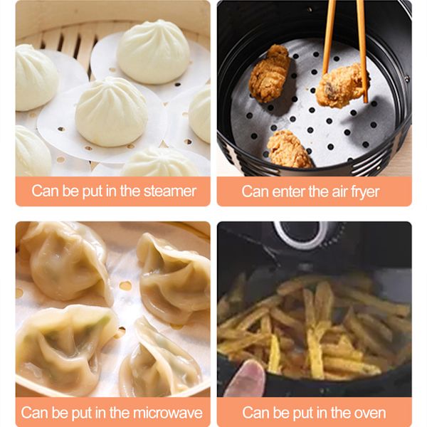 100 st Dumpling Papper Ångbåtspapper 15cm Ångbåtskorg Med Hål, Papper För Luftfritös, Bakning