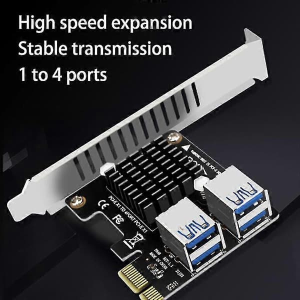 Pci-e utvidelseskort stasjonær Pci-e 1x til 4-porters Pcie Asm1184e fullhøyde utvidelseskort for Bitcoi