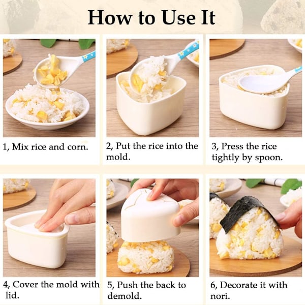 Triangel Sushi Maker, Hvit Rispaddle For Perfekt Japansk Hjemmelaget DIY Barne Bento, Stort & Lite Non-Stick Overflateformsett, Lett Å Rengjøre Og