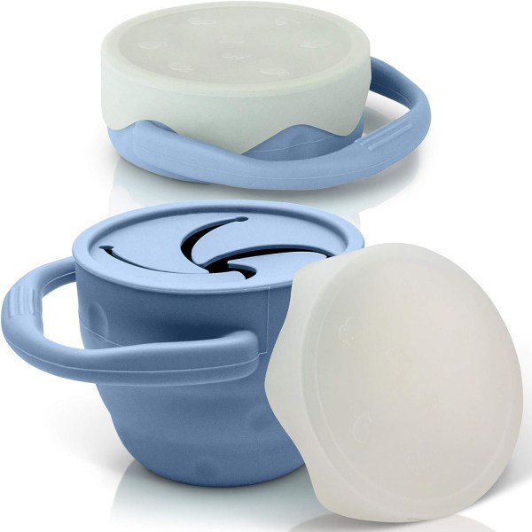 Folding Snack Cup, Portable, Space Saving, Dusty Blue