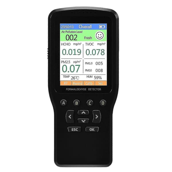 Luftkvalitetsmåler Detektor Nøyaktig Test Formaldehyd Hcho Tvoc Pm1/2.5/10 Fx Ty
