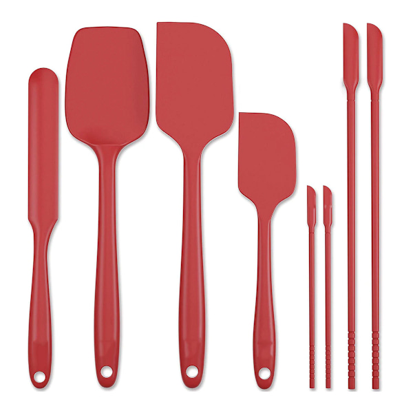 Forc Silicone Spatula Set of 8 include 4 Mini Spatulas, Heat Resistant Rubber Spatula Kitchen Utensils - Red