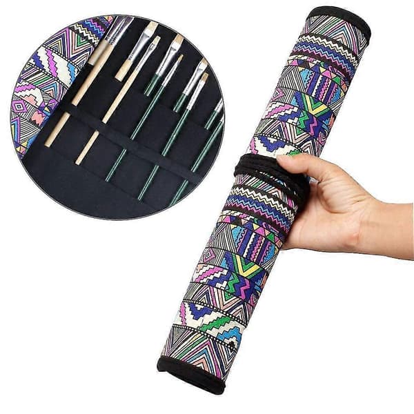 Boho Rullbar Penselväska Målningsorganisering Förvaring Konstnär Canvas Rullväska Smink B
