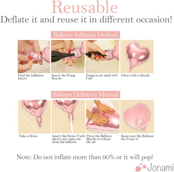25 Hjerteballong Roségull Helium Romantisk Dekor fo