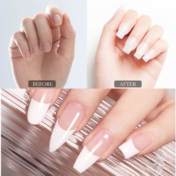 500 st falska nagelspetsar, naturliga nagelspetsar akryl falska nagelkonst nagelspetsar med transparent låda