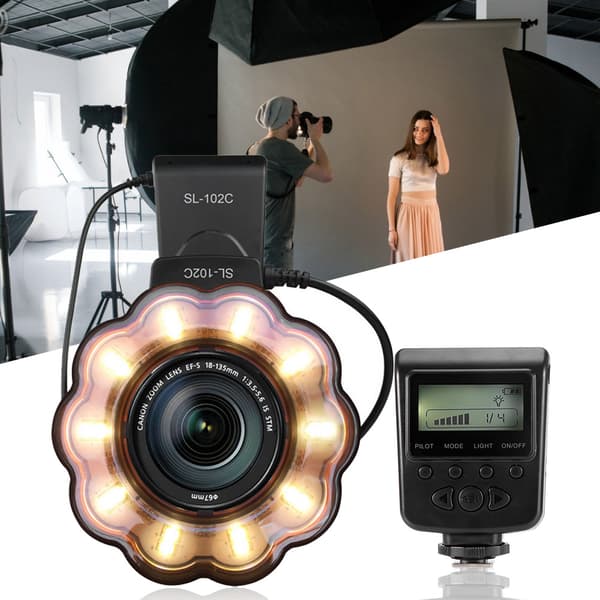 Makro LED Ring Flash Lys til DSLR Kameraer +8 stk Adapterringe
