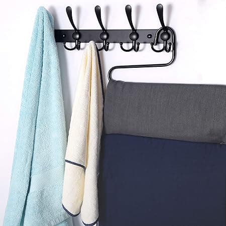 (Svart, 2-pack) Klädhängare Väggmonterad - 5 Trippelkrokar, Kraftig