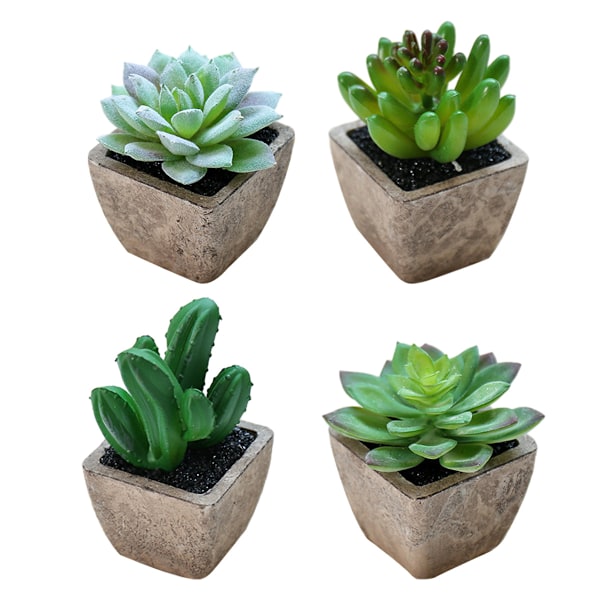 4 st mini simulerade suckulenter bonsai kreativa prydnader