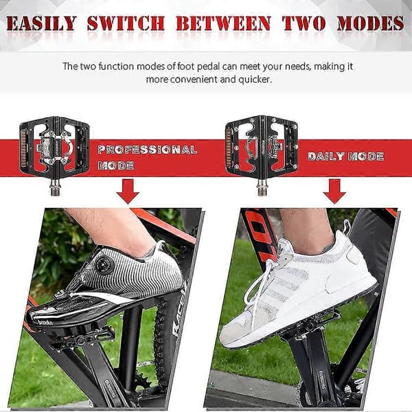 Mountainbikepedaler, dubbelfunktionsplattform och SPD-pedal aluminium 9/16 tum förseglad Clipless cykel