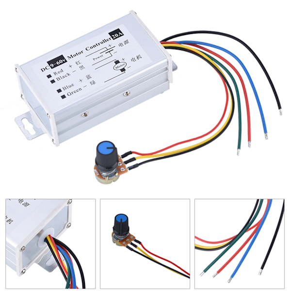 PWM DC 9-60V 20A 1200W 25KHz Moottorin Nopeuden Ohjain Nopeuden Säädin Kytkimen