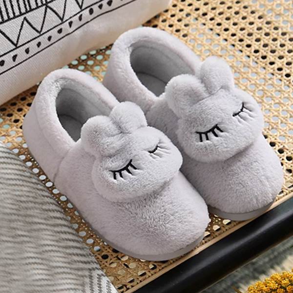 Kaninslippers för kvinnor, fluffiga, söta, djur, minnesskum, inomhus