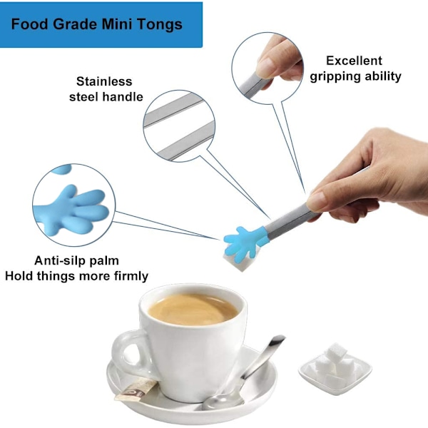 6 stk Silikon Mini Tang, Håndformet Mat Tang, Fargerik