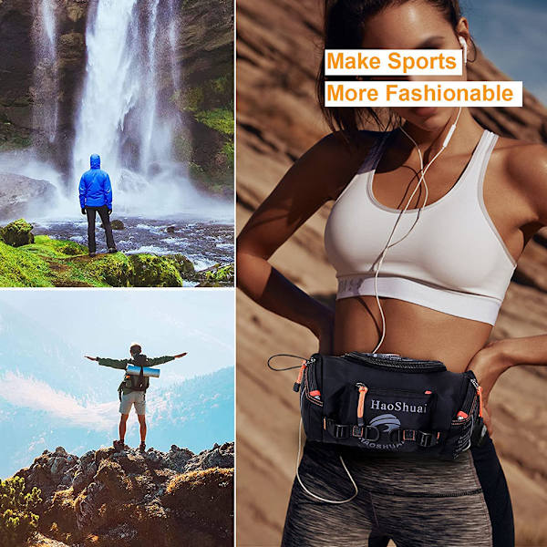 Vattentät midjeväska Crossbody utomhus midjeväska med justerbar