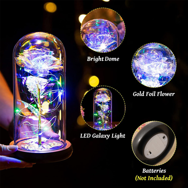 Christmas Rose Gifts for Women, Colorful Rainbow Light Up Rose i
