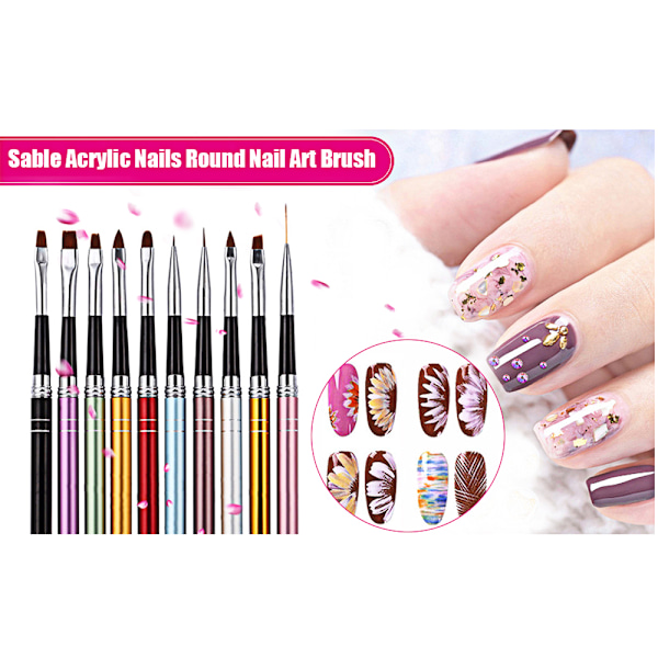 10 st Nail Art Pen för professionella salonger ombre nagelborste och hem DIY nagelkonst nageldesigner (10 färger)