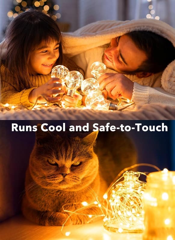 2,20 meter LED kobbertråd lyskæder, varmhvide mini dekorative lys, festlige mini lyskæder, 6-pak