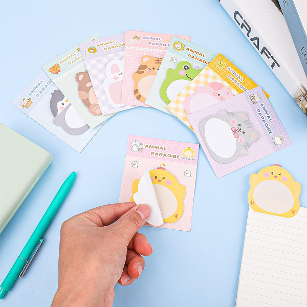 8 stk. Søde Dyre Sticky Notes, Dyre Selvklæbende Notesbøger Tegneserie