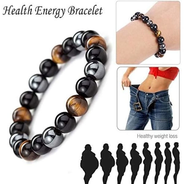 2PCS Hematit Magnetisk Terapi Armband för Män Kvinnor, Triple