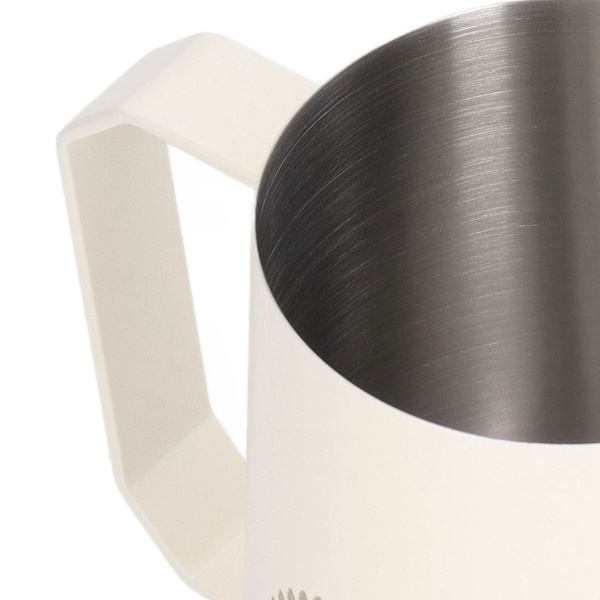 Melkeskumkanne i rustfritt stål, skumkanne, blandingskopp, pott for kaffedrikker, 450 ml, hvit