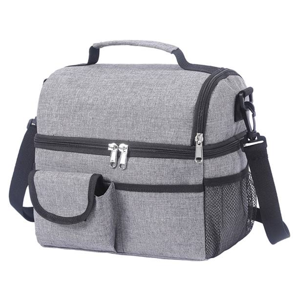 Dubbelskiktad bento-väska tjock lunchväska bärbar picknickväska