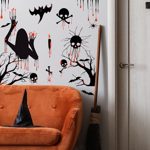 2 sæt Halloween horror blodfarvede langharet kvinde