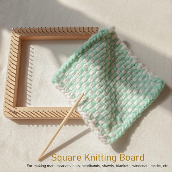 Mini fyrkantig stickningsverktyg med krokar Trä virkbräda för vävning Matta Hårband Filt Sock 10x10cm