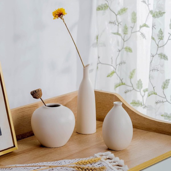 Keramisk Vase Sæt af 3, Små Blomster Vaser til Rustik Hjem