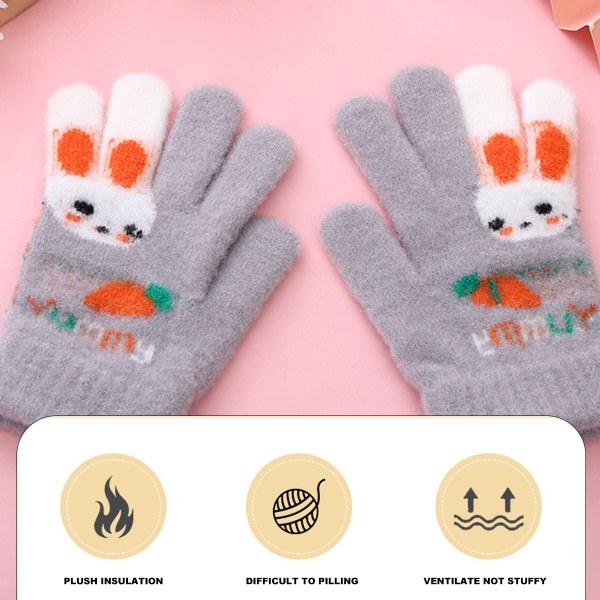 Barnehansker Fullfingerhansker Strikket varme hansker Vinter