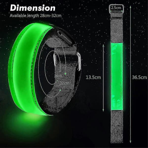 2-pack löparljus för löpare, uppladdningsbart LED-armband, reflekterande löparutrustning, LED-lyse
