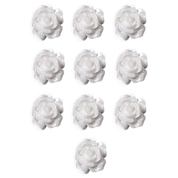 Neglekunst 3D Harpiks Hvit Rose Blomsterdesign Aurora Petal Negle