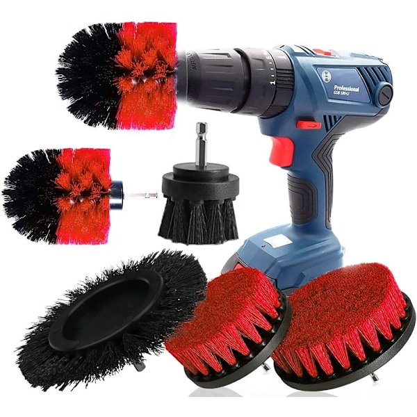 Borstborrsats, Professionell Power Scrubber-tillsats för Allrengöring, Repfria Nylonborst, Kompatibel med Sladdlösa Borrmaskiner, för