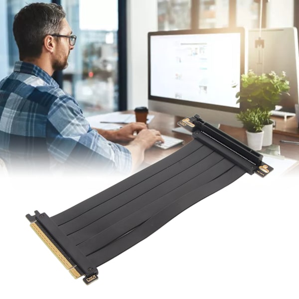 PCIE 4.0 X16 Riser Kabel Højhastigheds Fleksibel Forlængerkort Udvidelsesport 90 Grader GPU Forlængerkabel til RTX 4090 Sort 40cm / 15.7in