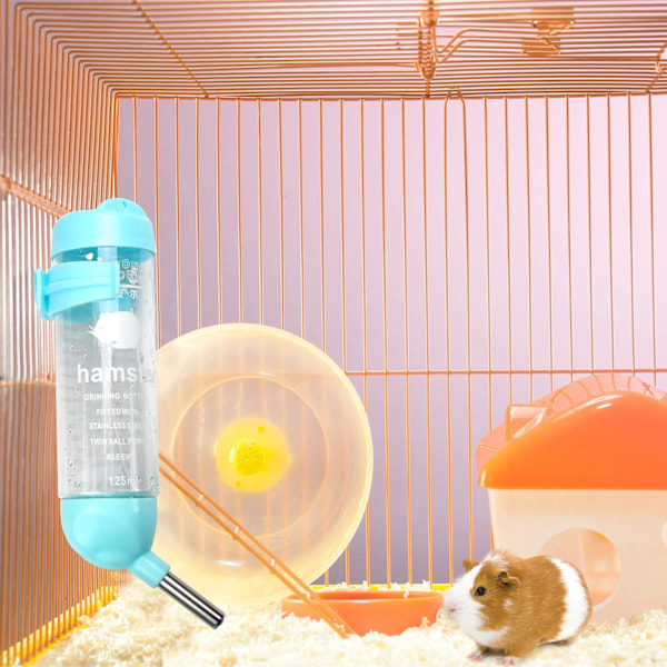 Hamsterin juomapullo marsuille ja pienille eläimille, telineellä - roikkuva, tippumaton häkkiin ja akvaarioon (125 ml)