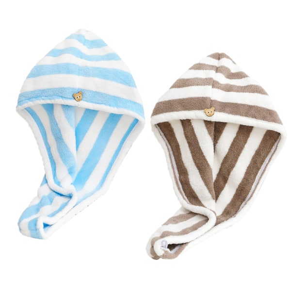 2-pak Mikrofiber Hårhåndklæde Wrap Turban, Hurtig Tørring af Hår