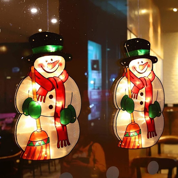 Julbelysning Dekoration, Unik Tryckt PVC Material Snögubbe Silhuett, Sugkopp Design För Enkel Montering, Varmt Ljus LED Fönsterhängande Lampa