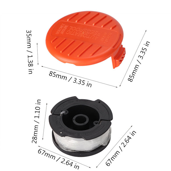 Reservedeler til gressklipper for Black Decker AF-100-3ZP Nylon Beater Head Gressklipperledning Beaterledning