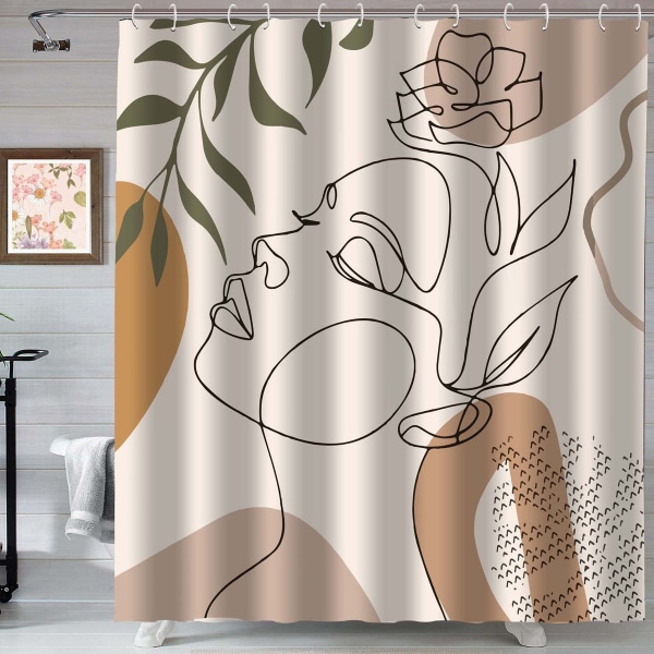 Abstrakt Kvinne Dusjforheng Moderne Boho Mid Century