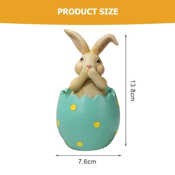 Pyntefigur af kanin, der sidder på et æggeskalsornament
