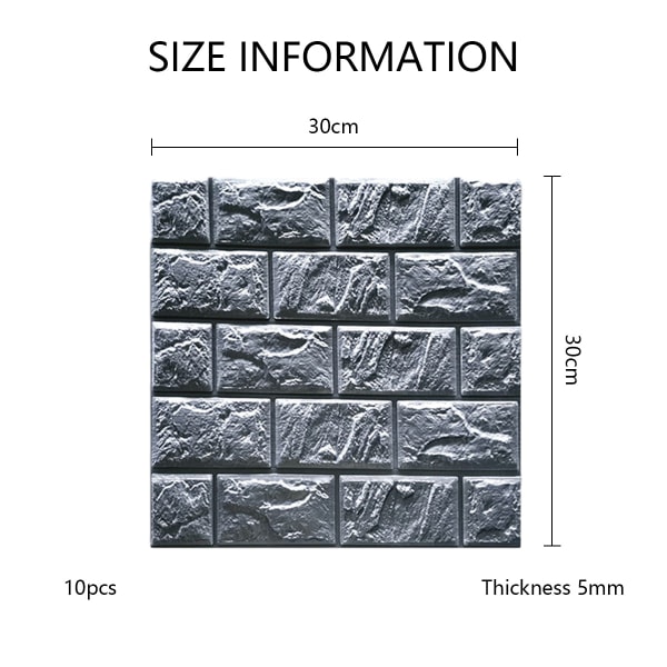 10 STK 3D Veggpaneler, 30cm Dekning, Trykkbar Tapet