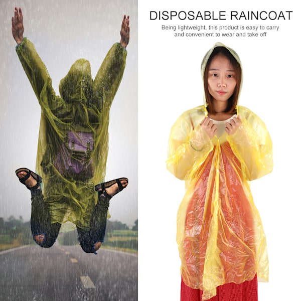 5 st Engångs Utomhus Camping Transparent Regnrock Färgglad Regnkappa (Gul)